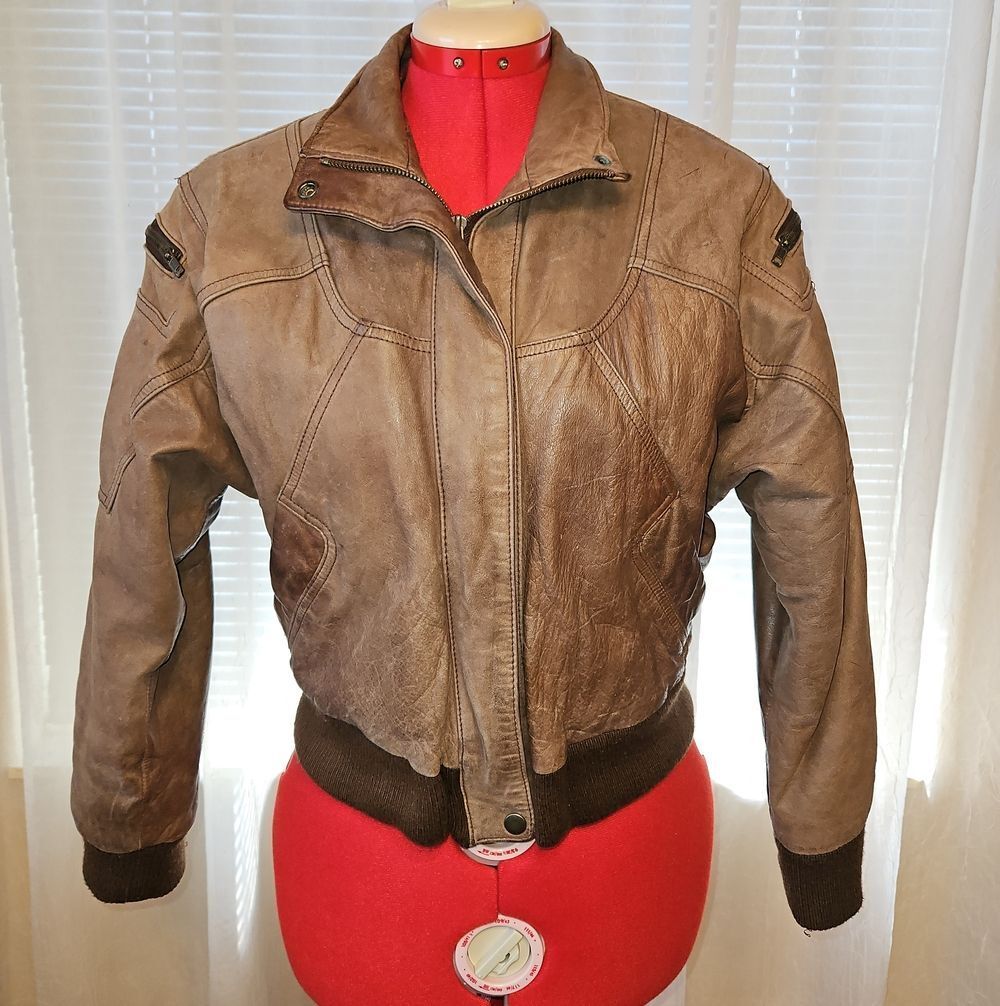 Adventure Bound Brown Leather Bomber Classic Varsity Style Jacket